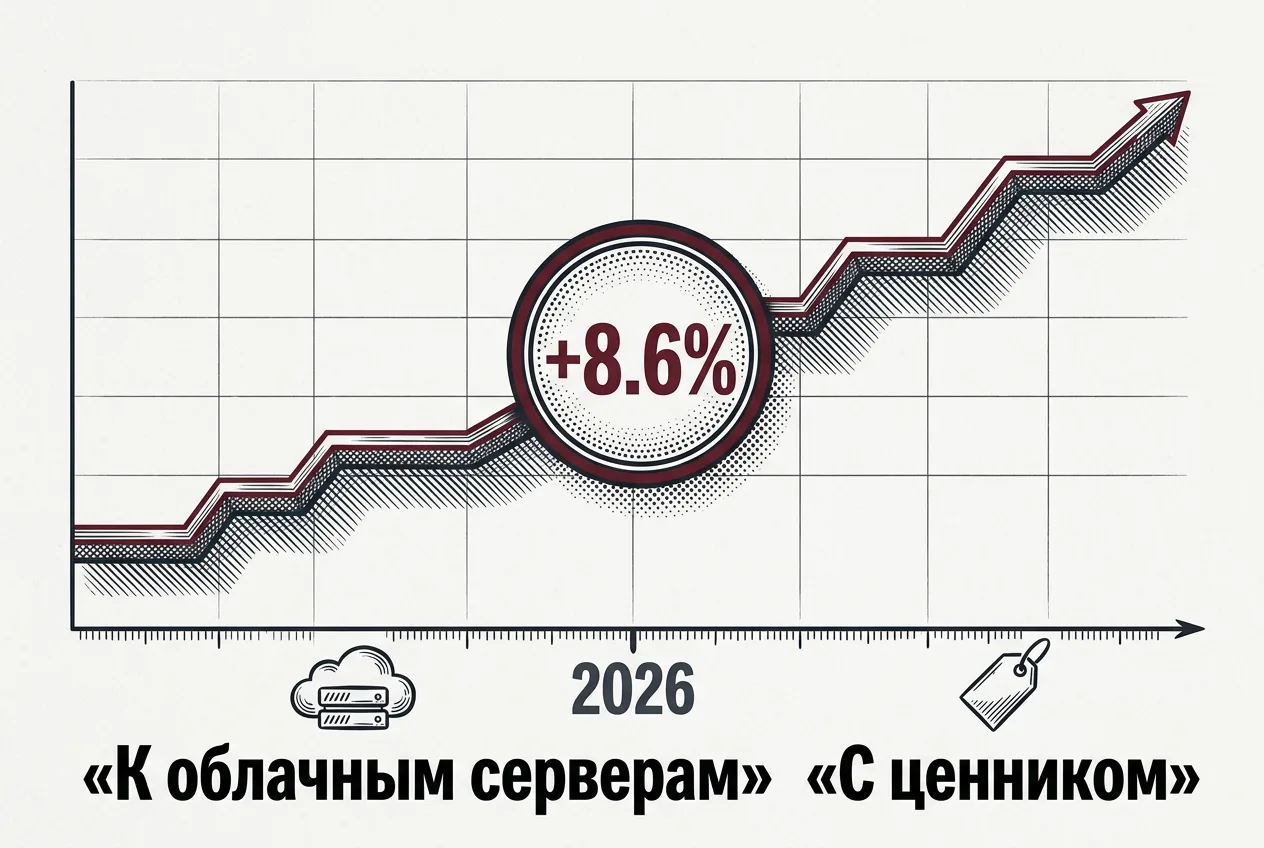 Винтажный график изменения тарифов на облачные услуги REG.RU в 2026 году