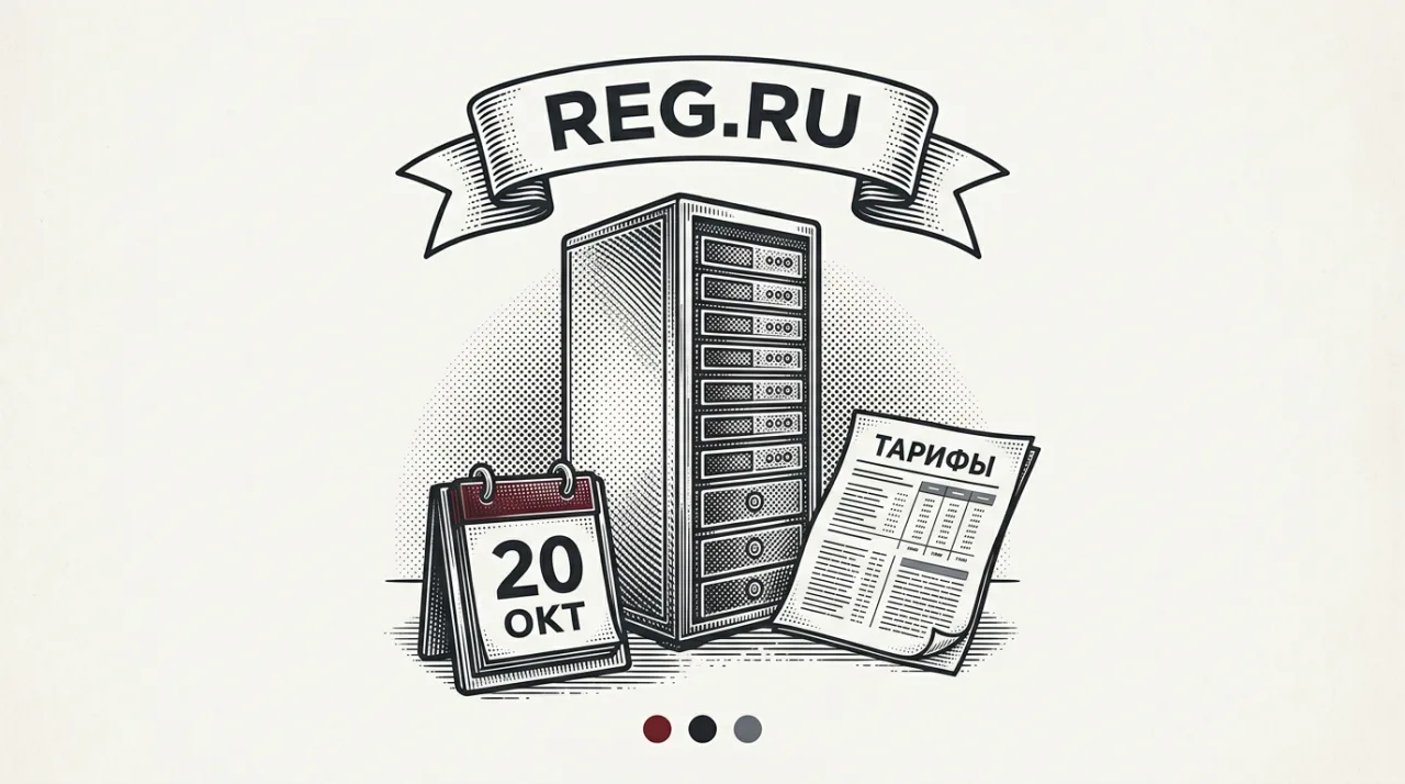 Гравюра с серверами и обновленными тарифами хостинга REG.RU с 20 октября