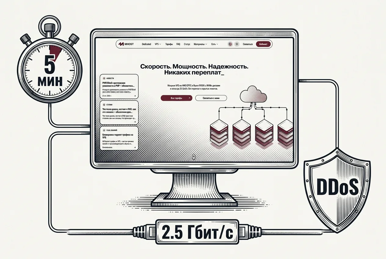 Технические характеристики VPS хостинга MHOST: скорость, защита и быстрая активация