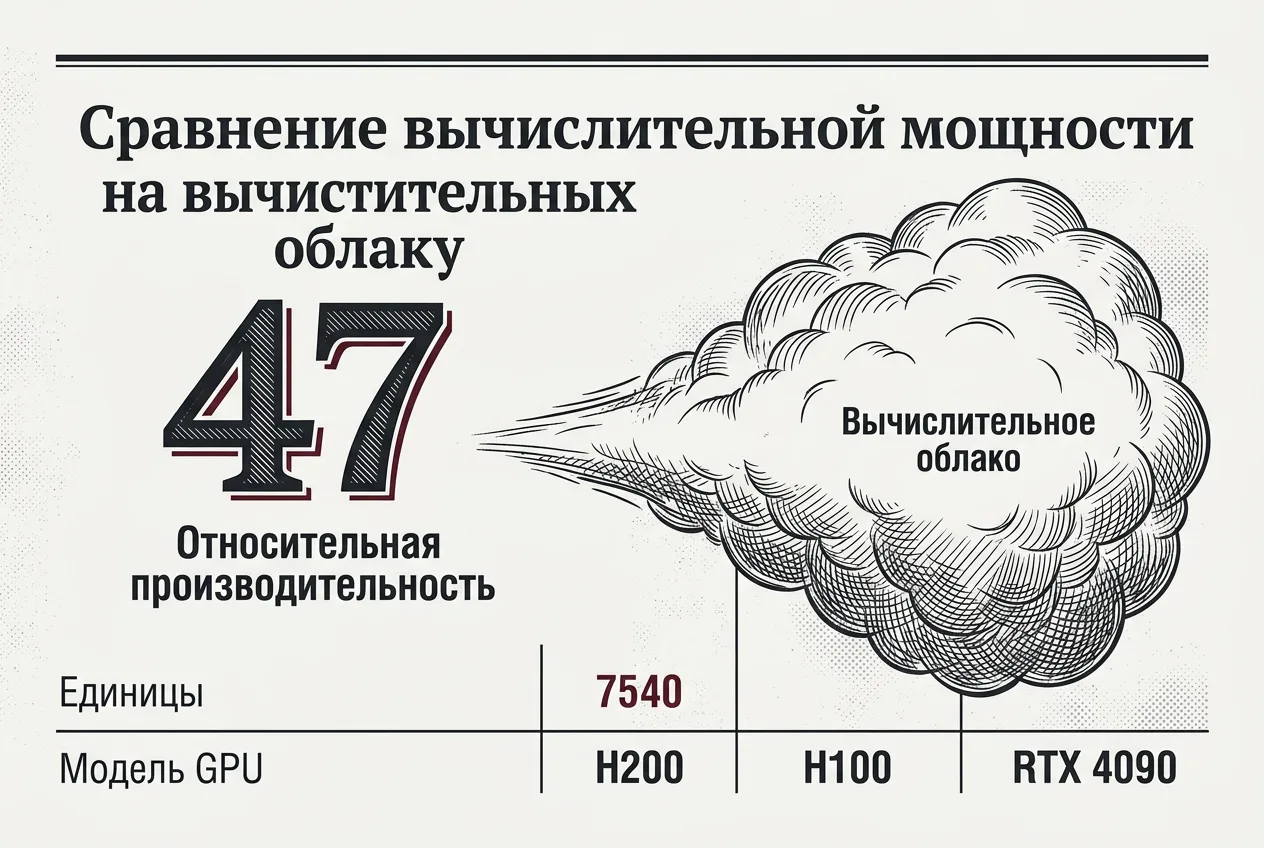 Инфографика 47 конфигураций GPU-серверов в винтажном газетном стиле