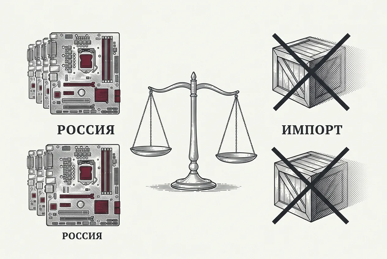 Инфографика в стиле газетной гравюры: сравнение импортных серверов и отечественных аналогов