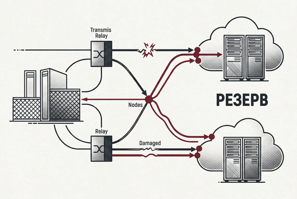 Газетная инфографика перенаправления сетевых потоков дата-центров Yandex Cloud