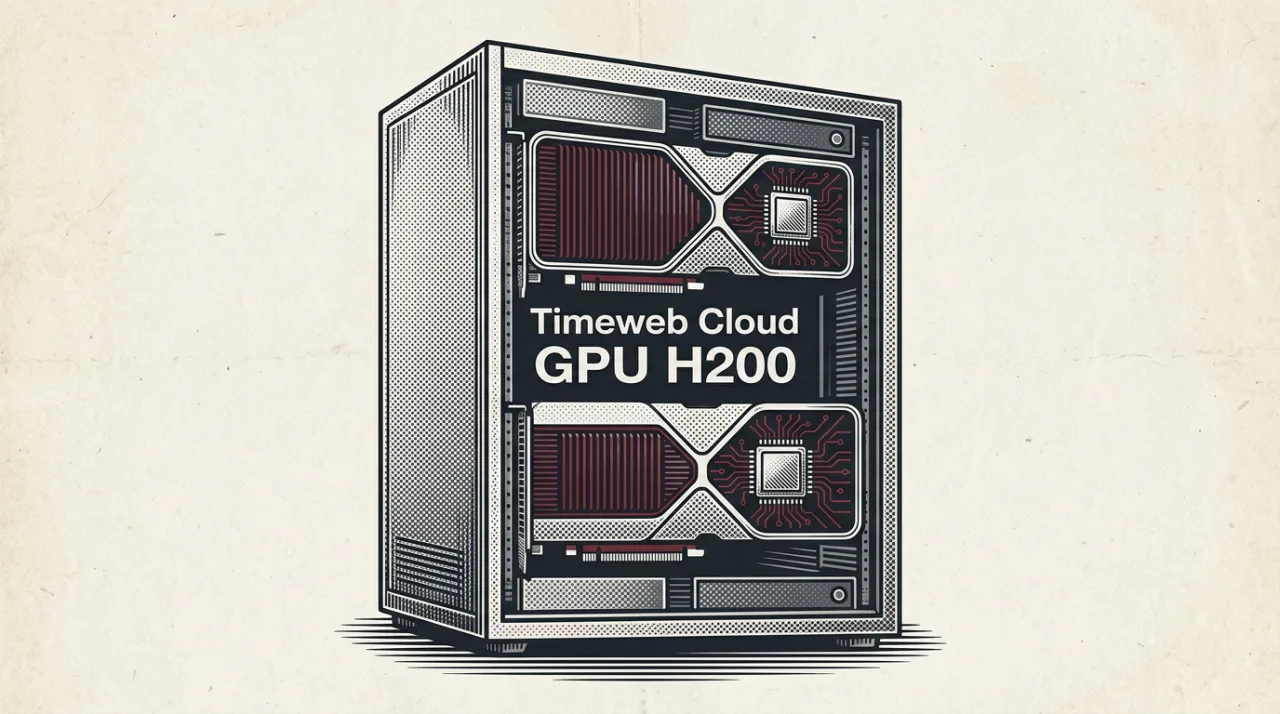 Гравюрная иллюстрация GPU-серверов Timeweb Cloud для обучения ИИ в газете