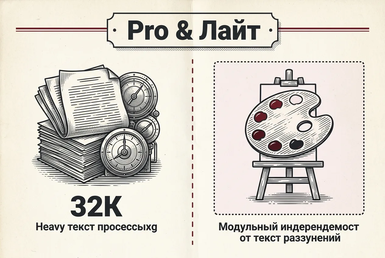 Инфографика параметров модели YandexGPT 4 и отделения текстового ядра от генерации графики