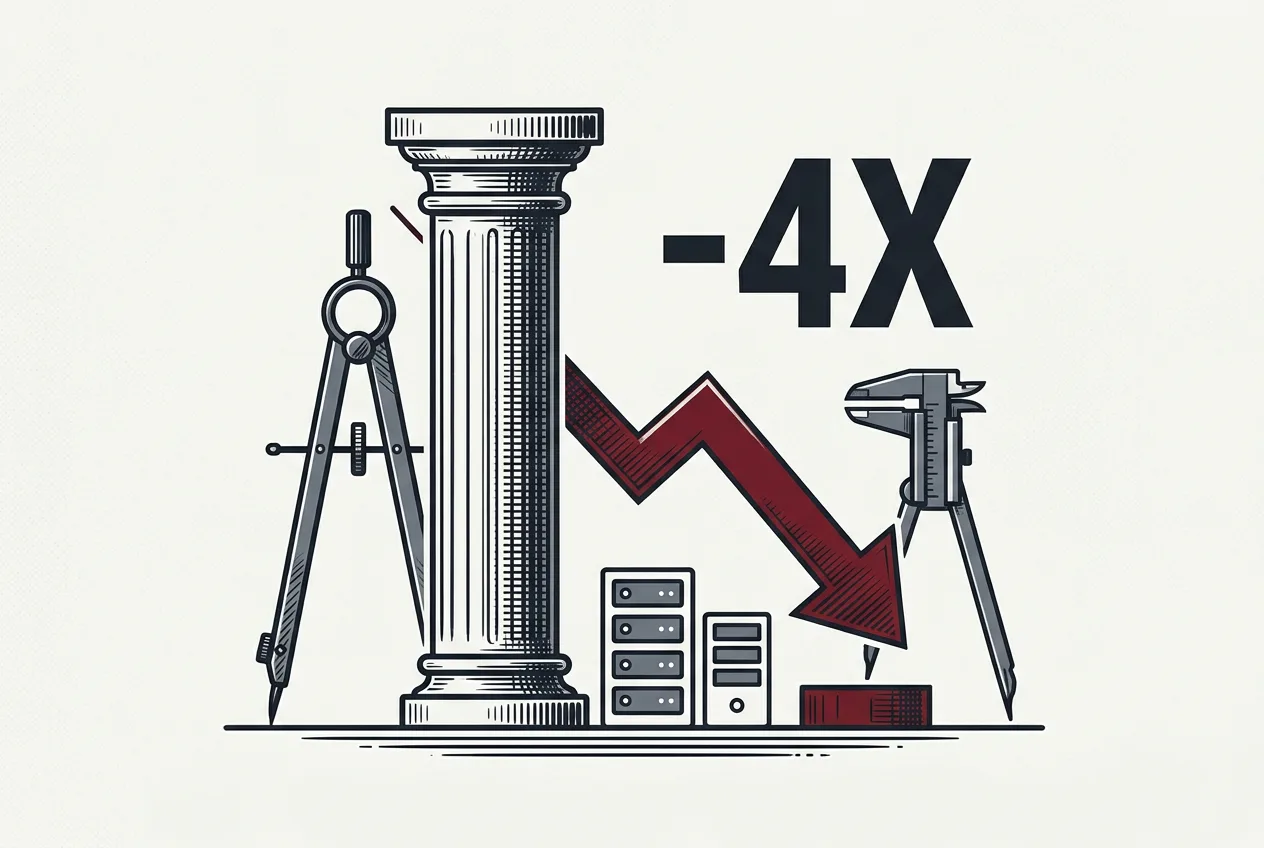 Инфографика четырёхкратного сокращения затрат на VDI-инфраструктуру