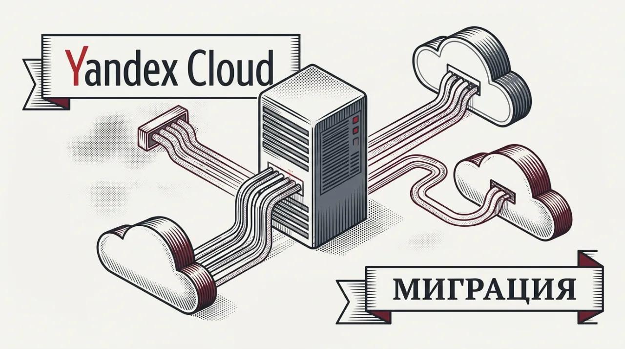Гравюрная иллюстрация переноса сервисов Yandex Cloud на платформы партнеров